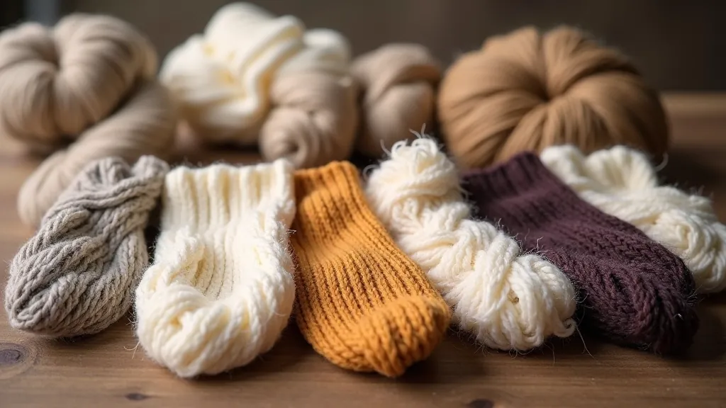 Natural wool fiber selection samples