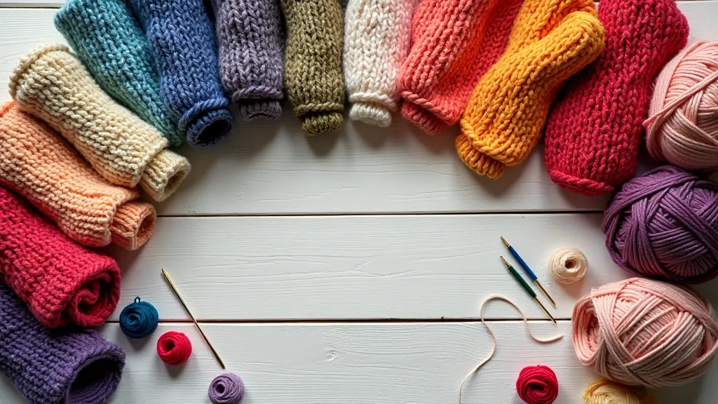 Collection of colorful handmade sewing projects including sewn garments and accessories in various fabrics