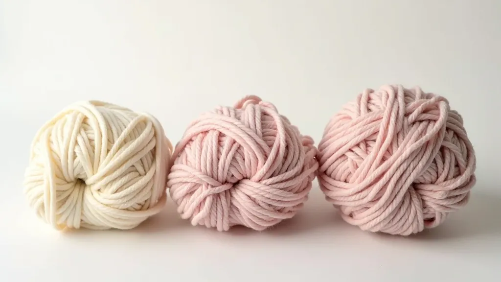 Weight comparison of different yarn thicknesses displayed side by side, from lace to bulky weight